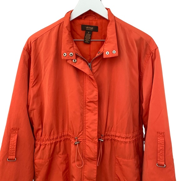 Victor by Victor Alfaro Orange Zipper All-Weather Trench Rain Coat Size Medium - Picture 11 of 12